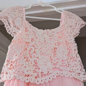 Pink Lace Overlay Dress